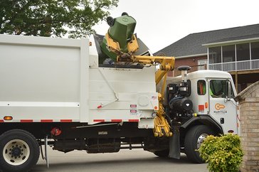 Photo of garbage truck dumping can
